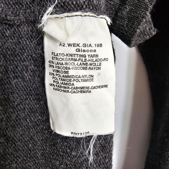 Weekend MaxMara Longline Wool Blend Hooded Cardigan in Charcoal - Size S - Picture 10 of 11